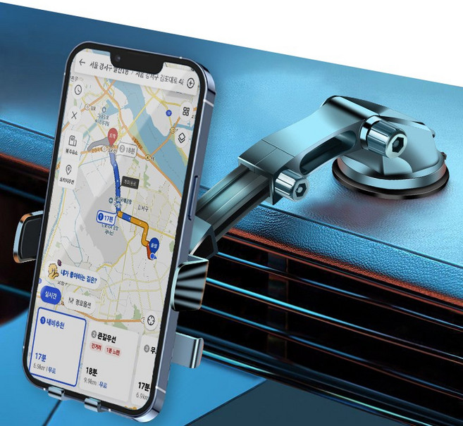 에이덤스 차량 핸드폰 거치대 대쉬보드 유리 부착형 각도길이조절가능, 1개, 블랙