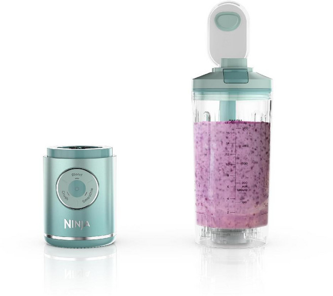 Ninja Blast Max 무선 충전식 블렌더 휴대용 얼음분쇄 스무디 메이커 650ml, Sea Glass