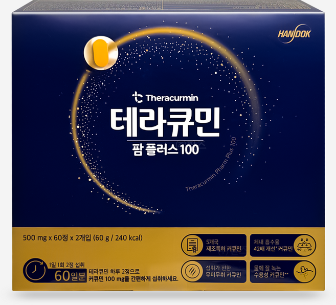 한독 테라큐민 팜플러스100 수용성 무미무취 커큐민 60일분, 1개, 120정