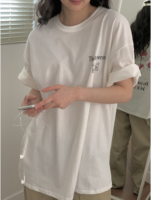 로비아 크린베리 오버핏 백 프린팅 반팔 티셔츠