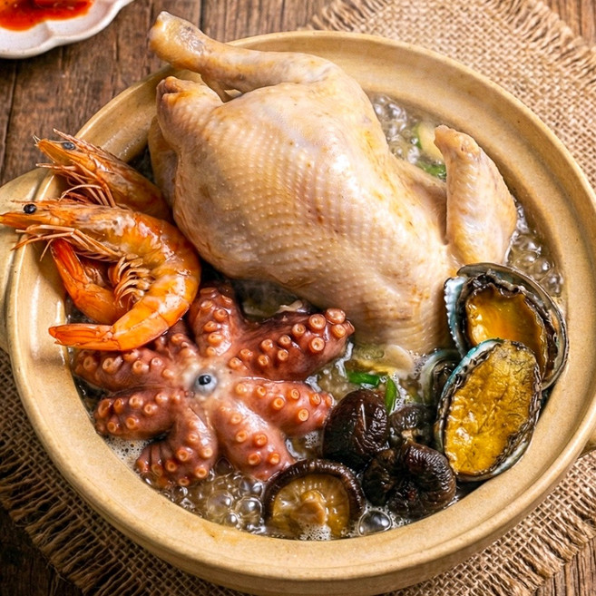 왕문어 해신탕 3인분 문어 삼계탕 전복 문어 새우 생닭만 1kg 몸보신 세트 초복 중복 말복, 1개, 1.6kg
