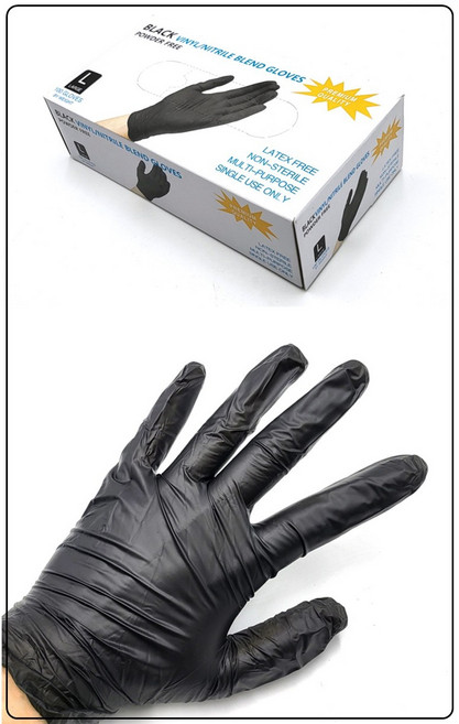 니트릴 장갑_다용도 라텍스 장갑 100매입(블랙), 중(M), 1개