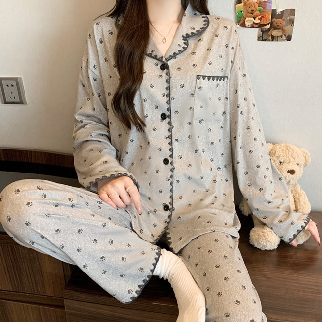 봄 인스타 감성 베어 조개 자수 가디건 긴팔 긴바지 홈웨어