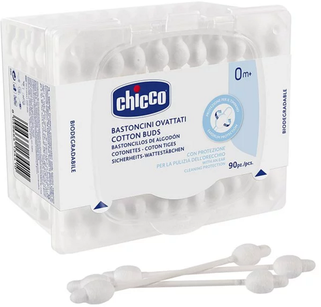 Chicco 棉花棒 嬰兒安全棉頭 90入/盒, 1個, 90個裝