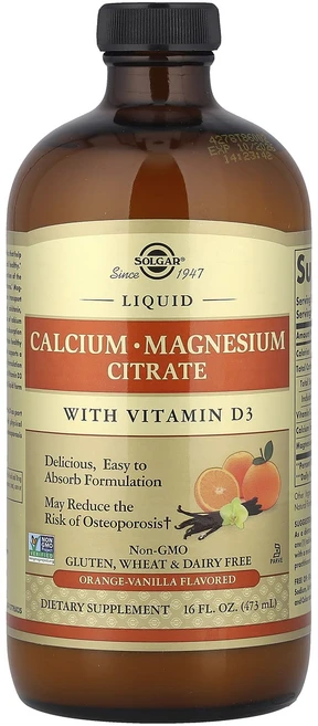 솔가 리퀴드 칼슘 마그네슘 씨트레이트 위드 비타민 D3 내추럴 오렌지 바닐라 향 473ml, 5개, 473.176ml - 쿠팡