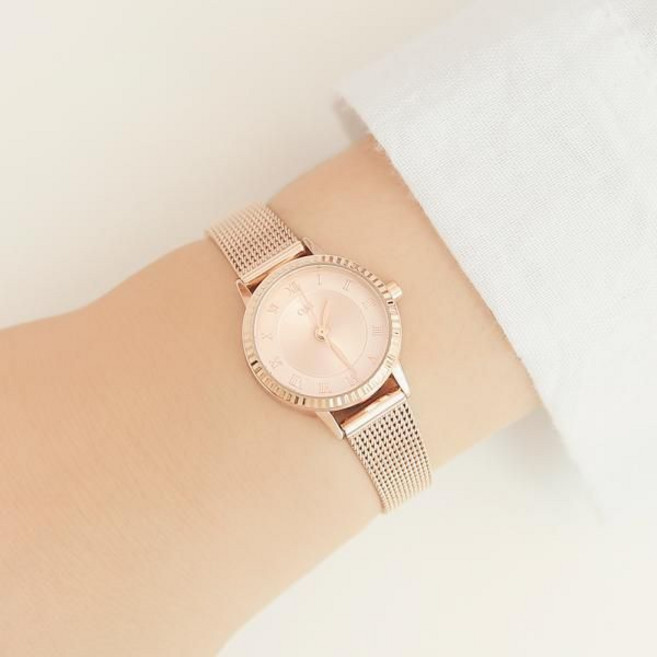 OST 베이직한 로마자 인덱스 로즈골드 메쉬시계 OTW119T19TPP