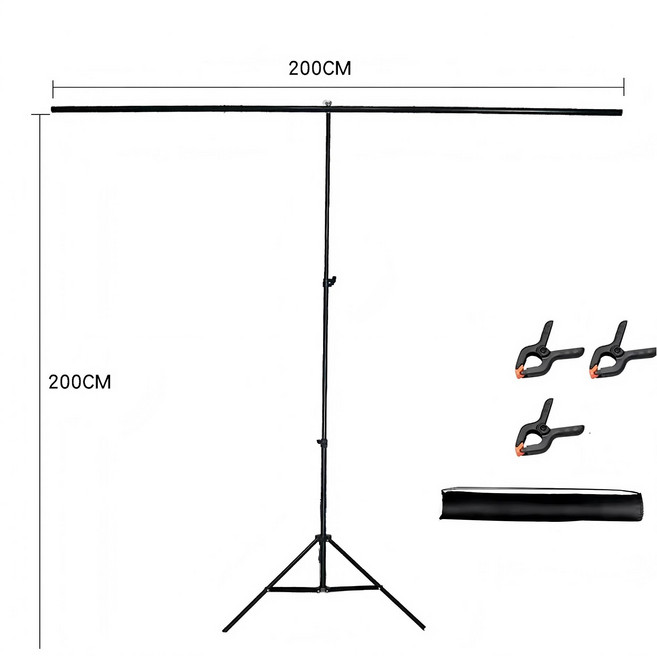 T자 촬영용 배경천 거치대 배경사진 스크린 스탠드 풀세트 거치대 2x2m, 1개, 검은색