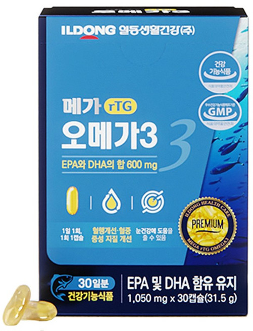 일동 메가 rTG 오메가3 30일분(1050mgX30정)DHA EPA, 1개