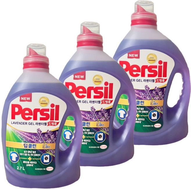 헨켈 퍼실 라벤더 세탁 세제 드럼용 2.7L 4개 드럼용 액상세제, 3개