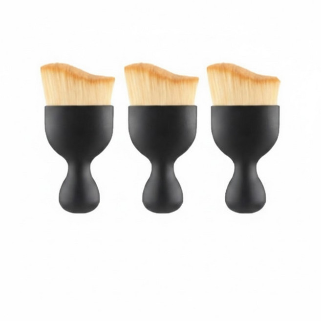 자동차 먼지털이 피규어 화장품 틈새청소솔, 3개, 블랙