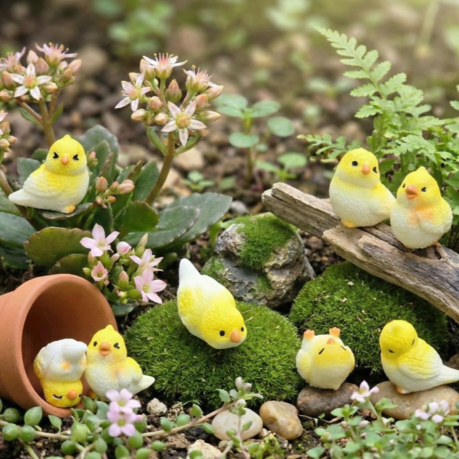 새 미니어처 피규어 8종 세트 테라리움 정원 화분 꾸미기 인테리어 소품 데스크테리어, 화이트+옐로우