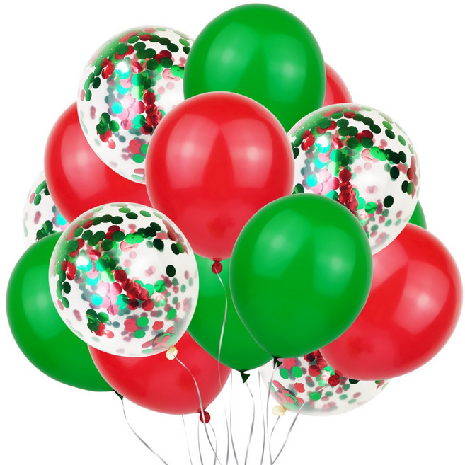 크리스마스 세트 풍선 가랜드 파티장식 소품 혼합풍선 트리 데코 홈파티용품 [에브리띵스마일] 1077, 1세트, 혼합풍선 20P
