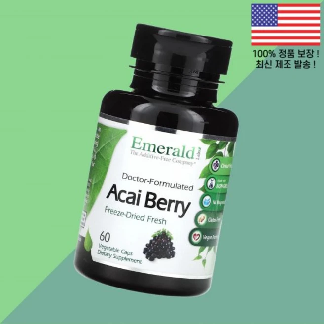에메랄드 래보라토리스 아사이베리 식물성 베지캡슐 60정 500mg Emerald Laboratories Acai Berry 60 Vegetable Caps per Capsule, 에메랄드 래버래터리스 아사이베리 1000mg 식물성 베, 1개 - 쿠팡