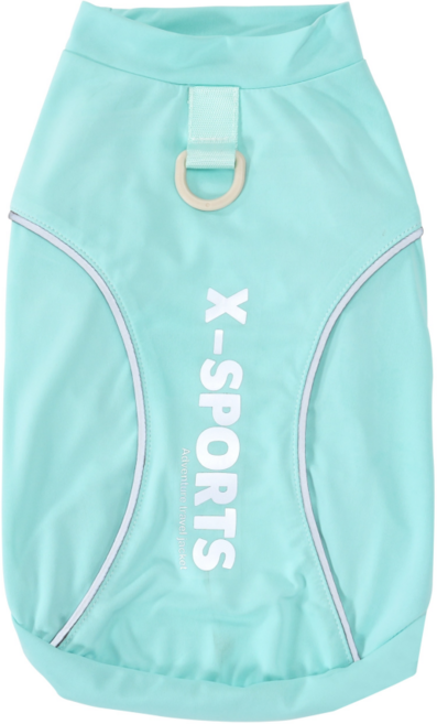 넥스트엣지 펫파션 스포츠 D링 쿨소재 산책용 강아지 티셔츠 애견옷, 1개, 민트 아쿠아