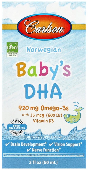 칼슨 노르웨이산 유아용 DHA 60ml (2fl oz), 1병 - 쿠팡