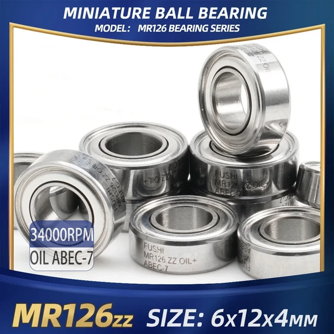 FUSHI MR126 ZZ 베어링 6x12x4mm 10Pcs 모터 용 비디오 카드 고속 피스, 01 10 개, 04 MR126zz OIL ABEC-7