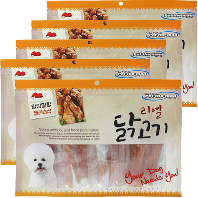 강아지 사사미 간식 헬로도기 리얼 훈제 닭고기, 300g, 5개, 젤리습식