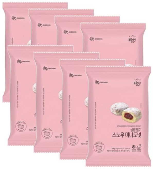 대상 복음자리 딸기듬뿍 스노우 미니잼도넛 딸기, 8개, 32g