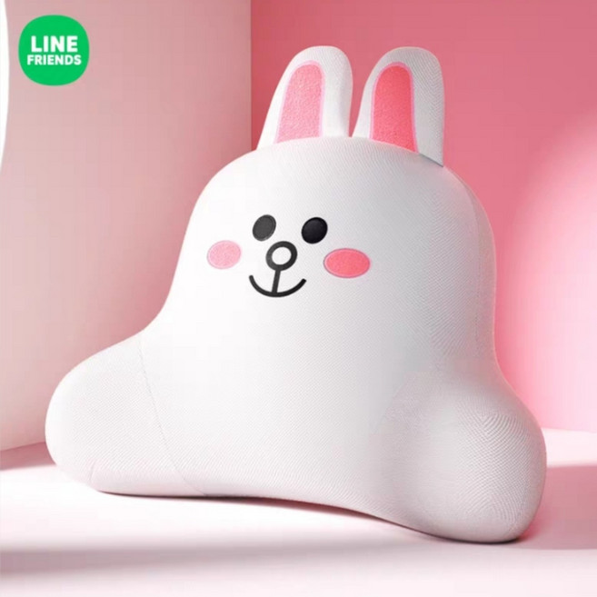 LINE FRIENDS 汽車頭枕護頸枕 可愛卡通車用靠枕, 1個, 可妮-腰靠