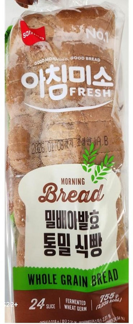 삼립 통밀식빵 쫄깃한 식감 곡물 풍미 가득 24슬라이스, 755g, 4개