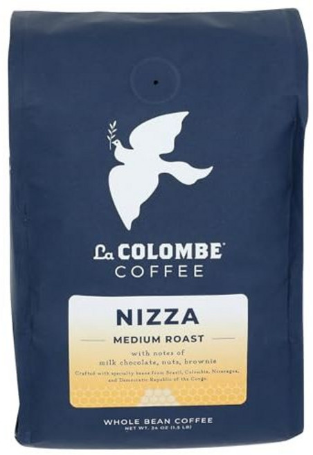 La Colombe Nizza Medium Roast Whole Bean Coffee - Notes of Milk Chocolate Nuts & Brownie with Ho, 니자, 24온스(1팩), 1개, 홀빈(분쇄안함), 680g
