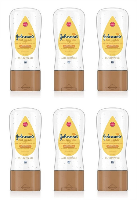 Johnson's Baby Oil Gel Enriched With Shea and Cocoa Butter 존슨즈 베이비 시어 앤 코코아 버터 오일 젤 6.5oz(192ml) 6팩, 1ml, 1개