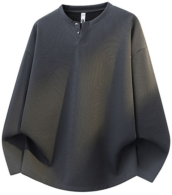 亨利領長袖T恤男款春秋季高級感白色內搭打底衫衛衣