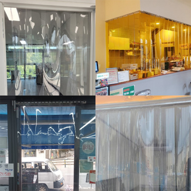 PVC 비닐커튼 방풍 외부공기차단 투명 공장 냉방 탑차 해충 보온 보냉, 무지투명(두께2mm), 50cm(스텐프레임), 250cm