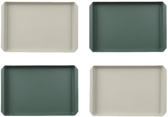 인콕 컬러 트레이 4p 세트, 올리브그린 + 크림베이지, 1개