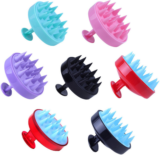 두피 샴푸브러시 부드러운 실리콘 헤어 브러쉬 두피마사지 [다주자], 1개, 빨강