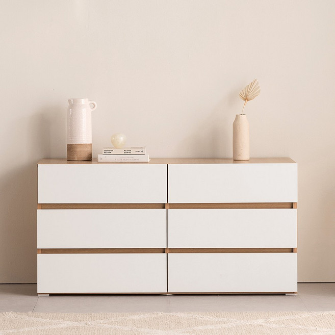 아씨방가구 피노 와이드 3단 서랍장 1200, 오크화이트