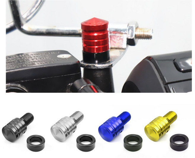 발통마켓 백미러 어댑터 홀캡 어댑터볼트 홀커버 10mm 정방향 역방향 미러캡, 1세트, 마감볼트블랙10mm(정방향)