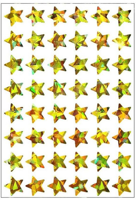 반짝 홀로그램 스티커 원형 별 하트 대용량, 1개, 별 금색