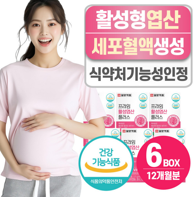 임산부 활성형 엽산제 헬시위듀 식약처 인증 임신준비 영양제, 6개, 60정