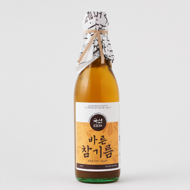 국산 통참깨 100% 저온압착 바른 참기름, 1개, 350ml