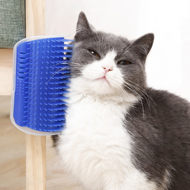고양이 브러쉬 코너 부착 셀프 그루밍 캣닢 포함, 고양이코너브러쉬, 1개