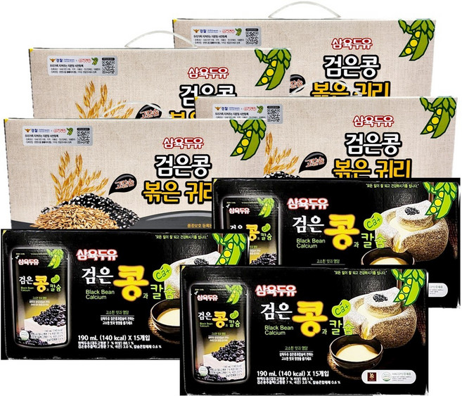 [KT알파쇼핑][무료체험5팩] 삼육 검은콩귀리두유 60팩 + 검은콩과칼슘 45팩 (총 105팩), 190ml, 1세트