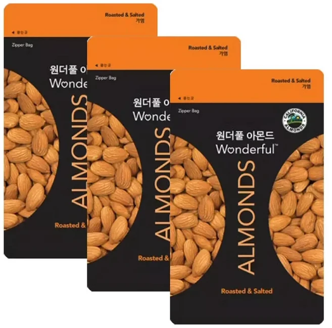 원더풀 아몬드 가염 200g X 3개, 1세트