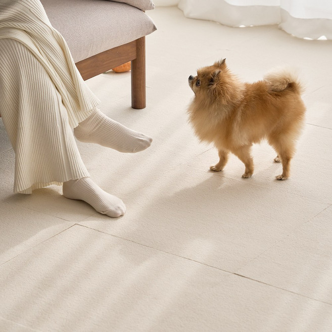 코지블럭 강아지매트 미끄럼방지 고양이 매트 펫 러그, 10개, 크림 화이트