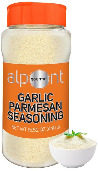 ALPONT GOURMET 마늘 파마산 시즈닝 - 파스타 피자 채소 감자튀김 팝콘용 허브 치즈 천연 성분 GMO 프리 및 신선하게 유지하기 위한 포장 440g(15.5, 15.52 Ounce (Pack of 1), 440g