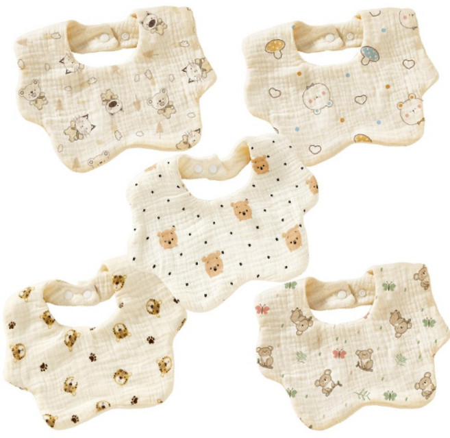 日式六層紗布口水巾/防水圍兜 多入組 (純棉)