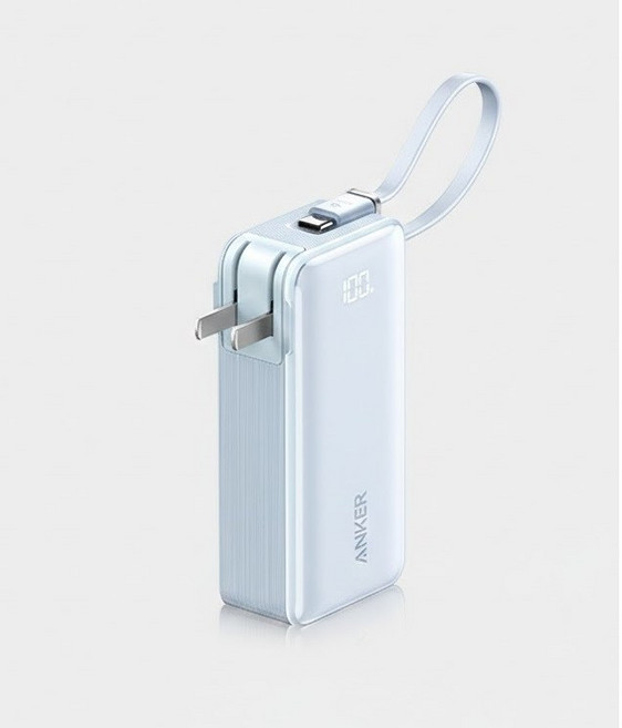 Anker 安克 能量棒三合一行動電源 30W 10000mAh 晨霧藍 A1637, 晨霧藍(Type C線)