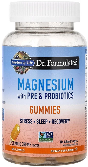 가든오브라이프 마그네슘 프리바이오틱 프로바이오틱 함유 오렌지 구미젤리 60개, 1개, 60정 - 쿠팡
