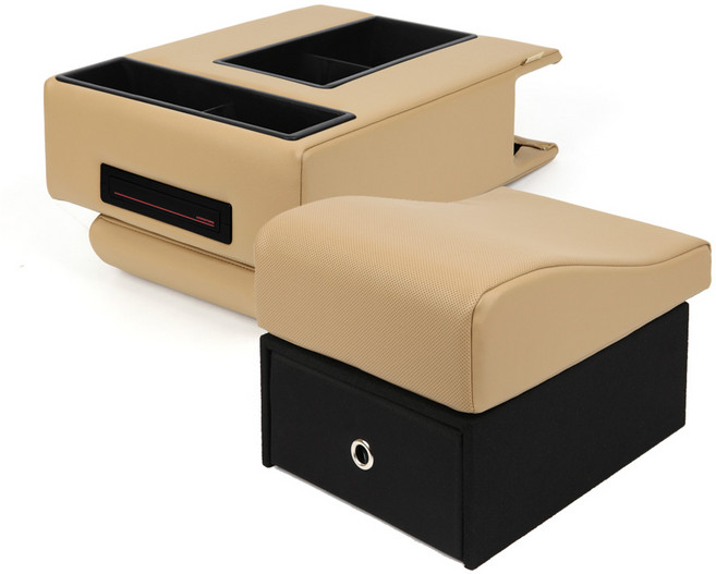 크레이지몬스터 올뉴/더뉴 카니발 9인승 3열 수납 팔쿠션/튼튼수납함, 올뉴/더뉴 3열 Set 수납팔쿠션+튼튼수납함 - 베이지, 1개