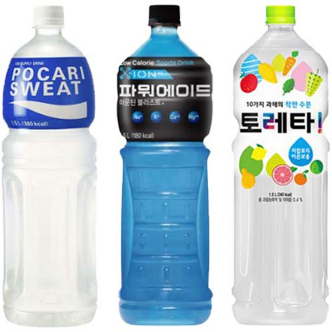 [드링킹] 이온음료 혼합세트 1.5L 3종 포카리+파워에이드+토레타 갈증해소 스포츠음료 사무실 가정용, 3개