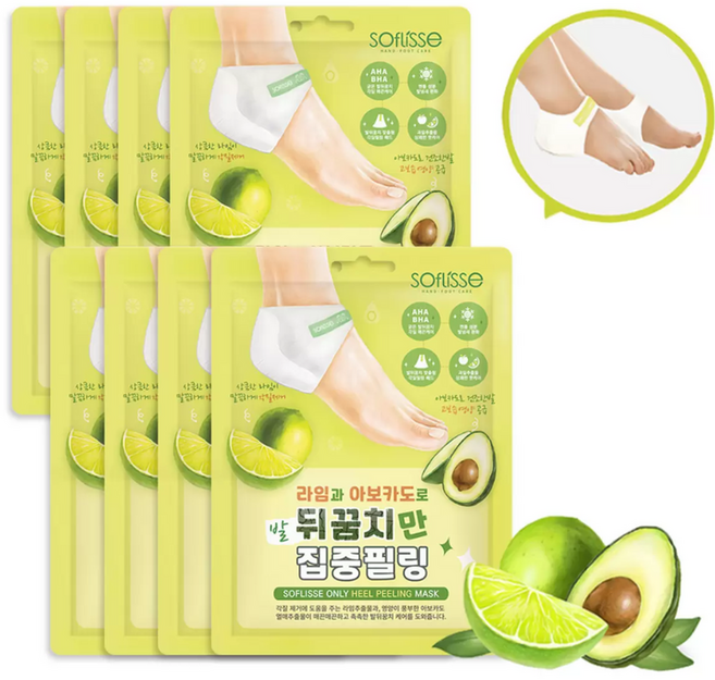 소프리스 발 뒤꿈치만 집중필링 마스크 팩, 1개입, 8개, 18g