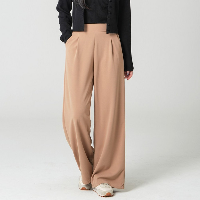 앤샵 여성용 [롱/숏] 핀턱 와이드 슬랙스 밴딩 스판 빅사이즈 키작녀 키큰녀 바지 팬츠