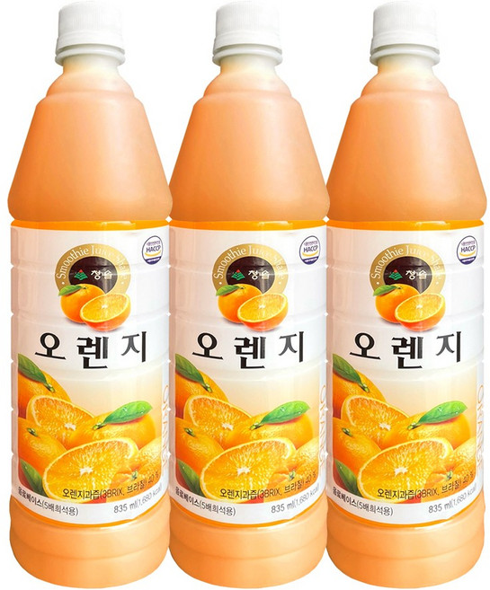 청솔 오렌지 음료 원액, 3개, 835ml
