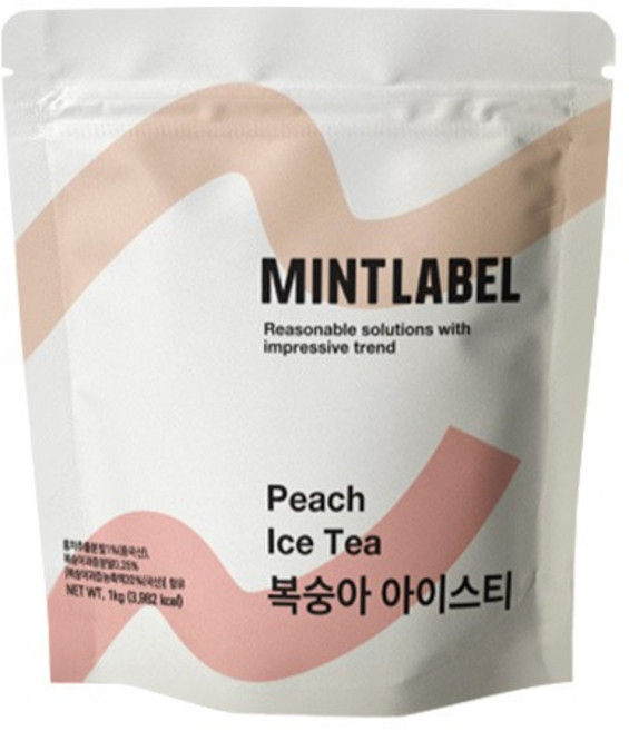 민트라벨 복숭아 아이스티 파우더 | 달콤 상큼한 피치 아이스티 원액 대용 | 대용량 음료 가루, 4개, 1kg