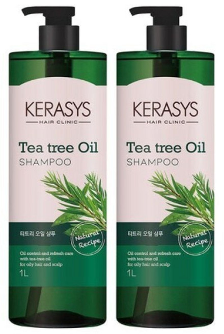 애경 케라시스 내추럴레시피 티트리 민감성두피 헤어케어 오일 지성 두피용 샴푸 대용량 1L 2개 475756